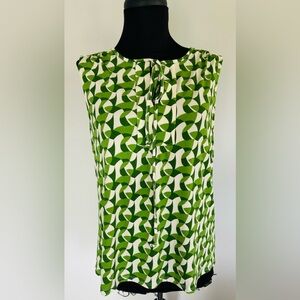 Beacon Boxy Sleeveless Green and White Blouse